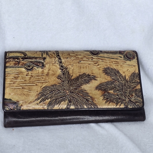 Brahmin Handbags - RARE First Edition Brahmin Checkbook Wallet CHOCOLATE COPA CABANA Leathe…